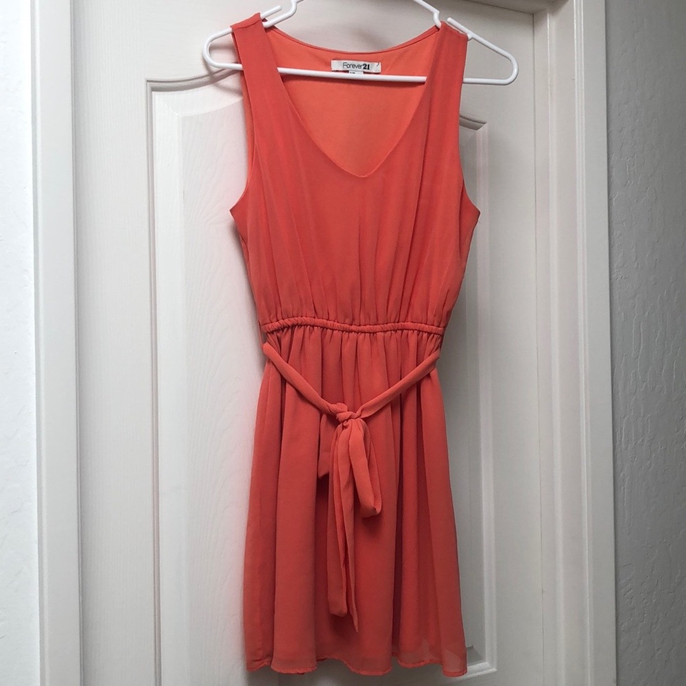 Coral/Orange Dress with Belt!